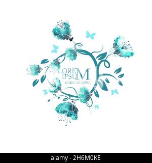 Une couronne de fleurs bleues.Illustration vectorielle Illustration de Vecteur