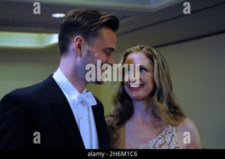 Vienne, Autriche.07 février 2013.La star de l'Opéra Mira Sorvino (R) et Christopher Backus (L) au Grand Hotel de Vienne Banque D'Images