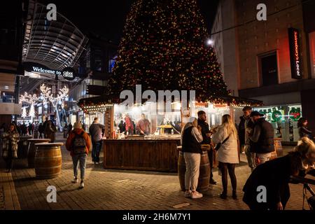 Bristol Christmas Market outside Cabot Circus (Nov 21) Stock Photo