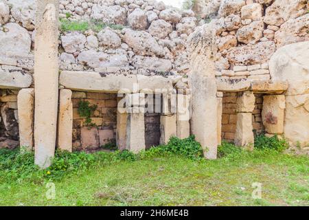 Complexe de temples mégalithiques Ggantija près du village de Xaghra sur l'île de Gozo, Malte Banque D'Images