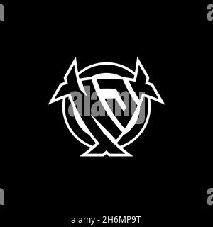 Lettre du logo NJ Monogram avec blindage triangulaire et forme de cercle sur fond isolé.Logo triangle monogramme, logo bouclier monogramme, trian Illustration de Vecteur