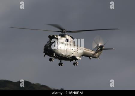 ZJ954, un Huma HC2 de Westland exploité par la Royal Air Force (RAF), arrivant sur terre à l'aéroport international de Prestwick à Ayrshire, en Écosse, pour se ravitailler.L'avion a assuré des duries de surveillance au-dessus de Glasgow lors de la conférence COP26 sur les changements climatiques. Banque D'Images