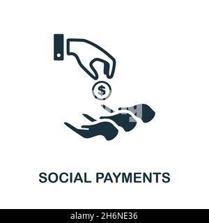 Icône Paiements sociaux.Panneau monochrome de la collection Crisis.Illustration de l'icône Creative social Payments pour la conception Web, les infographies et bien plus encore Illustration de Vecteur