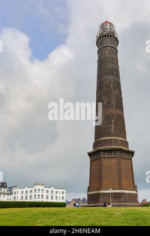 Nouveau phare sur Borkum, îles de la Frise orientale, Allemagne. Banque D'Images