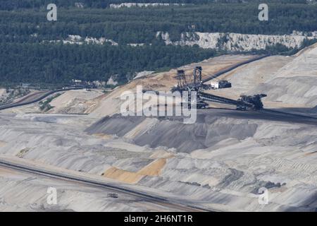 Vue de ViewPoint Forum Terra Nova, exploitation minière en opencast Hambach, Elsdorf, NRW, Allemagne Banque D'Images