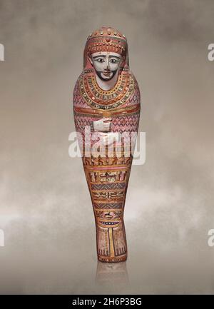 Cas de momie égyptienne antique, vers 300 av. J.-C., dynastie Ptolemaic, British Museum EA29584.Cas anthropoïde peint d'un homme, cette momie cas est faite à partir de Banque D'Images