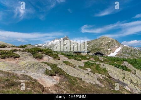 Paysage près du lac Totensee sur le col Grimsel, Oberwald, Valais, Suisse, Europe Banque D'Images