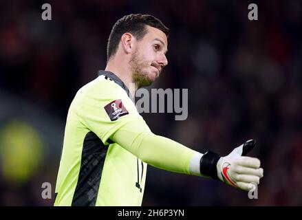 Le gardien de but du pays de Galles Danny Ward lors du match de qualification de la coupe du monde de la FIFA au Cardiff City Stadium, Cardiff.Date de la photo: Mardi 16 novembre 2021. Banque D'Images