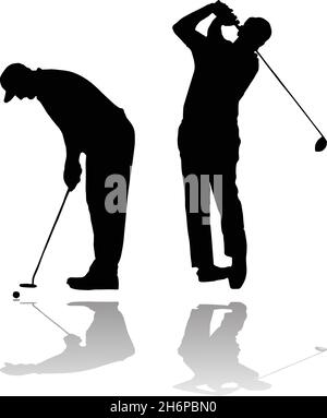 Joueurs de golf — silhouette vectorielle isolée Illustration de Vecteur