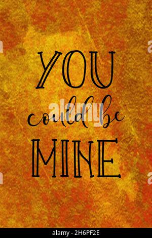 Vous pourriez être mienne main lettrage sur taches d'aquarelle.Messages écrits à la main. Inscription calligraphique.Concept d'amour Banque D'Images