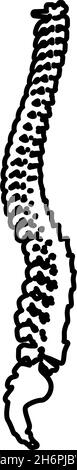 Colonne vertébrale colonne vertébrale colonne vertébrale contour de la colonne vertébrale icône couleur noire vecteur illustration de style plat image simple Illustration de Vecteur