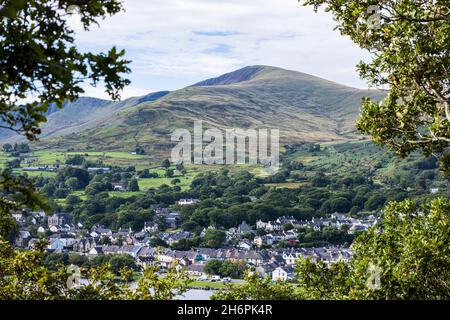 Vue aérienne sur la ville de Llanberis, pays de Galles, Royaume-Uni, Banque D'Images