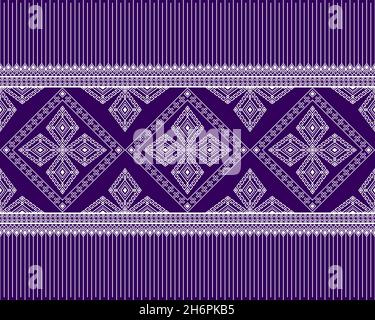 Blanc Native ou Tribe sans couture motif sur fond violet en Symétrie Rhombus géométrique style bohémien pour vêtements ou vêtements, broderie, tissu, PAC Illustration de Vecteur