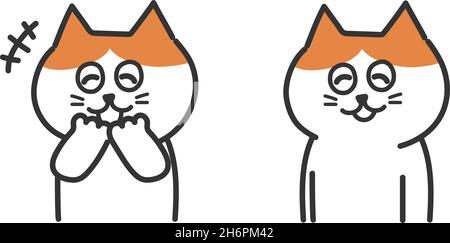 Ensemble de tabby rouge riant et de chats blancs.Illustration vectorielle isolée sur fond blanc. Illustration de Vecteur