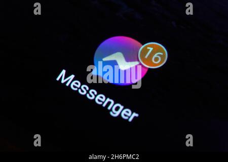 Notifications de messages non lus sur Facebook Messenger Banque D'Images