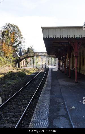 La station Peak District de Cromford (anciennement Cromford Bridge) le 8 novembre 2021. Banque D'Images