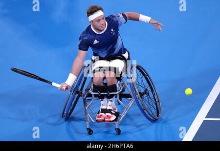 Photo du dossier datée du 03-09-2021 de la Grande-Bretagne Alfie Hewett, qui doit pouvoir poursuivre sa carrière, a appris l'agence de presse PA.L'homme de 23 ans a passé les deux dernières années à craindre qu'il ne soit forcé de quitter le sport qu'il a consacré sa vie à la suite de changements dans les classifications du tennis en fauteuil roulant.Date de publication : le mercredi 17 novembre 2021. Banque D'Images