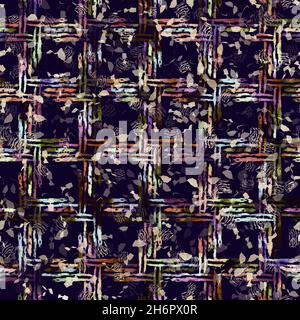 Imprimé camouflage géométrique exotique multicolore de boho.Motif de répétition détaillé pour le sol sombre automnal sans couture. Banque D'Images