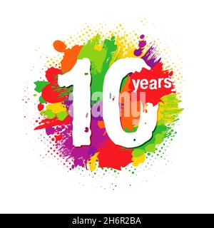numéros du 10e anniversaire.10 ans.Jusqu'à 10 % de réduction sur le concept de logotype.Modèle de conception graphique abstrait isolé.Goutte lumineuse créative, 1 et 0 chiffres Illustration de Vecteur