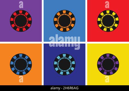 Poker Chip Queen, Texas Holdem, cartes de jeu de clubs, jeu, Casino Betting.Modèle de logo de conception.Pop art Illustration de Vecteur
