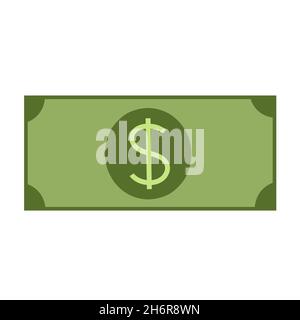 Papier argent dollar plat tendance icône vecteur illustration isolée sur blanc Illustration de Vecteur