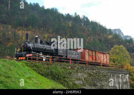 Train partisan au Musée bataille pour les blessés sur la rivière Neretva (Jablanica, Bosnie-Herzégovine) Banque D'Images