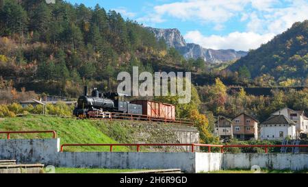 Train partisan au Musée bataille pour les blessés sur la rivière Neretva (Jablanica, Bosnie-Herzégovine) Banque D'Images