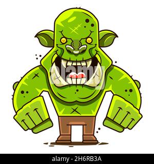 Illustration d'un troll stylisé ou d'un autre monstre face emoji Illustration de Vecteur