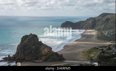 Piha Black Sand Beach, Nouvelle-Zélande Banque D'Images