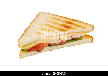 Sandwich au poulet, au fromage et aux tomates. Banque D'Images