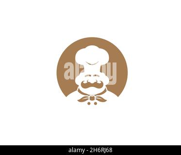 Creative Chef Cartoon tenant le logo Pizza symbole Vector Design Illustration de Vecteur