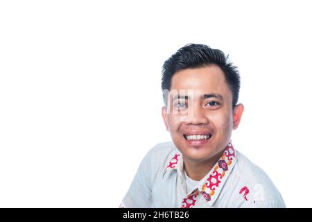 Homme indonésien tête de prise de vue avec espace de copie Banque D'Images