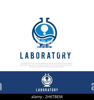 Modèle de logo de laboratoire illustration symbole de logo de laboratoire optique, élément de bouteille, utilisé pour la compagnie chimique Illustration de Vecteur