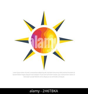 Logo Sun icône vecteur illustration géométrique abstrait triangle graphique été triangle soleil fond motif étiquette modèle logo soleil icône vecto Illustration de Vecteur