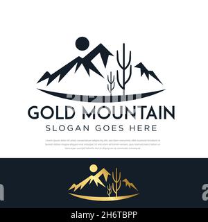 Gold logo Mountain. Illustrations vectorielles. image plate de mountains.logo ou emblème pour vecteur de logo de voyage Illustration de Vecteur