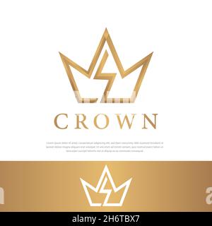 Gold Crown Sign Luxury Vector.magnifique dégradé.Princesse exclusive de maltraitance avec couronne d'or sur fond noir Illustration de Vecteur