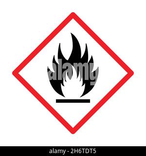 Symbole d'avertissement de danger d'inflammation vecteur d'icône symbole de danger GHS pour la conception graphique, le logo, le site Web, les médias sociaux, l'application mobile,Illustration de l'interface utilisateur Illustration de Vecteur