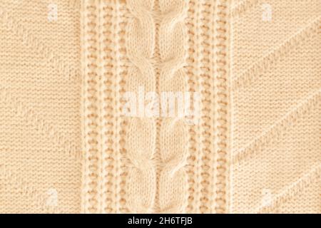 Vue de l'écran sur la texture en laine de tricot beige Banque D'Images