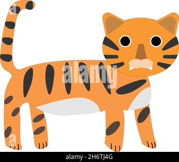 C'est un motif de caractère avec un bébé tigre debout.Il peut être utilisé comme décoration pour des cartes, des lettres, des affiches, des dessins animés, etc Illustration de Vecteur