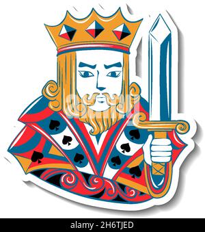 Illustration de l'autocollant du personnage de la carte à jouer King Illustration de Vecteur