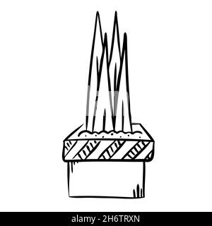 Illustration vectorielle d'une fleur dans un pot et esquisse à la main Illustration de Vecteur