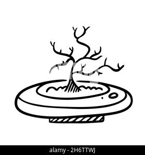 Illustration vectorielle d'une fleur dans un pot et esquisse à la main Illustration de Vecteur