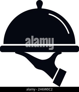 illustration vectorielle de service d'aliments d'icône noire de plateau de style plat isolée sur blanc Illustration de Vecteur