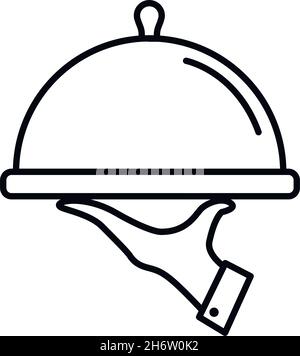 icône de la ligne de plateau alimentaire illustration vectorielle de service dans un style plat isolé sur fond blanc Illustration de Vecteur
