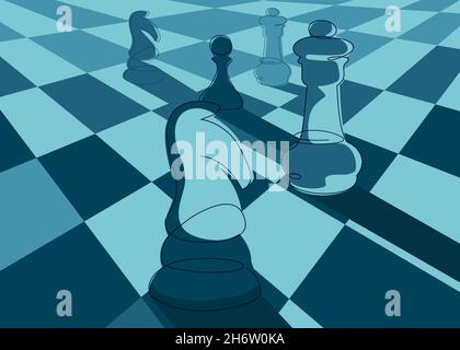 Bannière avec échecs en perspective.Motif étiquette en forme de doodle. Illustration de Vecteur