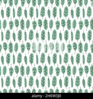 Motif feuilles vert émeraude sans couture pour le papier peint textile, le design de l'emballage et la décoration intérieure Illustration de Vecteur
