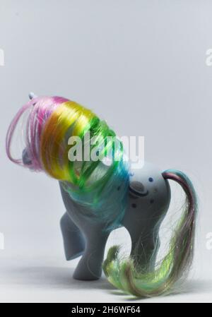 Figurine de Moonstone de l'ensemble de jeu Rainbow My Little Pony (1983) de Hasbro Banque D'Images