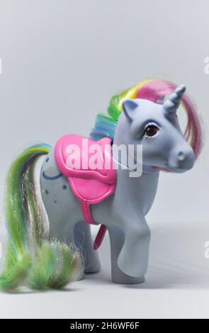 Figurine de Moonstone de l'ensemble de jeu Rainbow My Little Pony (1983) de Hasbro Banque D'Images