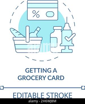 Obtenir une carte d'épicerie icône de concept bleu Illustration de Vecteur