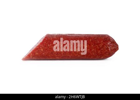 Saucisse fumée isolé sur fond blanc Banque D'Images